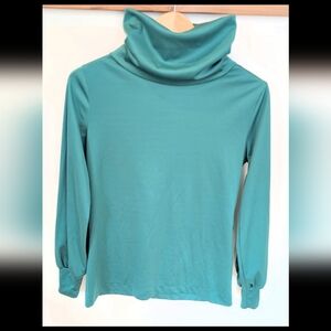 Vintage Teal Turtleneck Long Sleeve Top